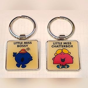 Set 2 Little Miss Bossy and Chatterbox Keychains BRAND NEW